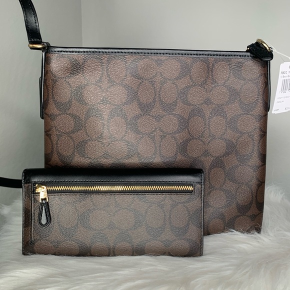 COACH Signature Zip File Crossbody / Wallet Set - Picture 5 of 8